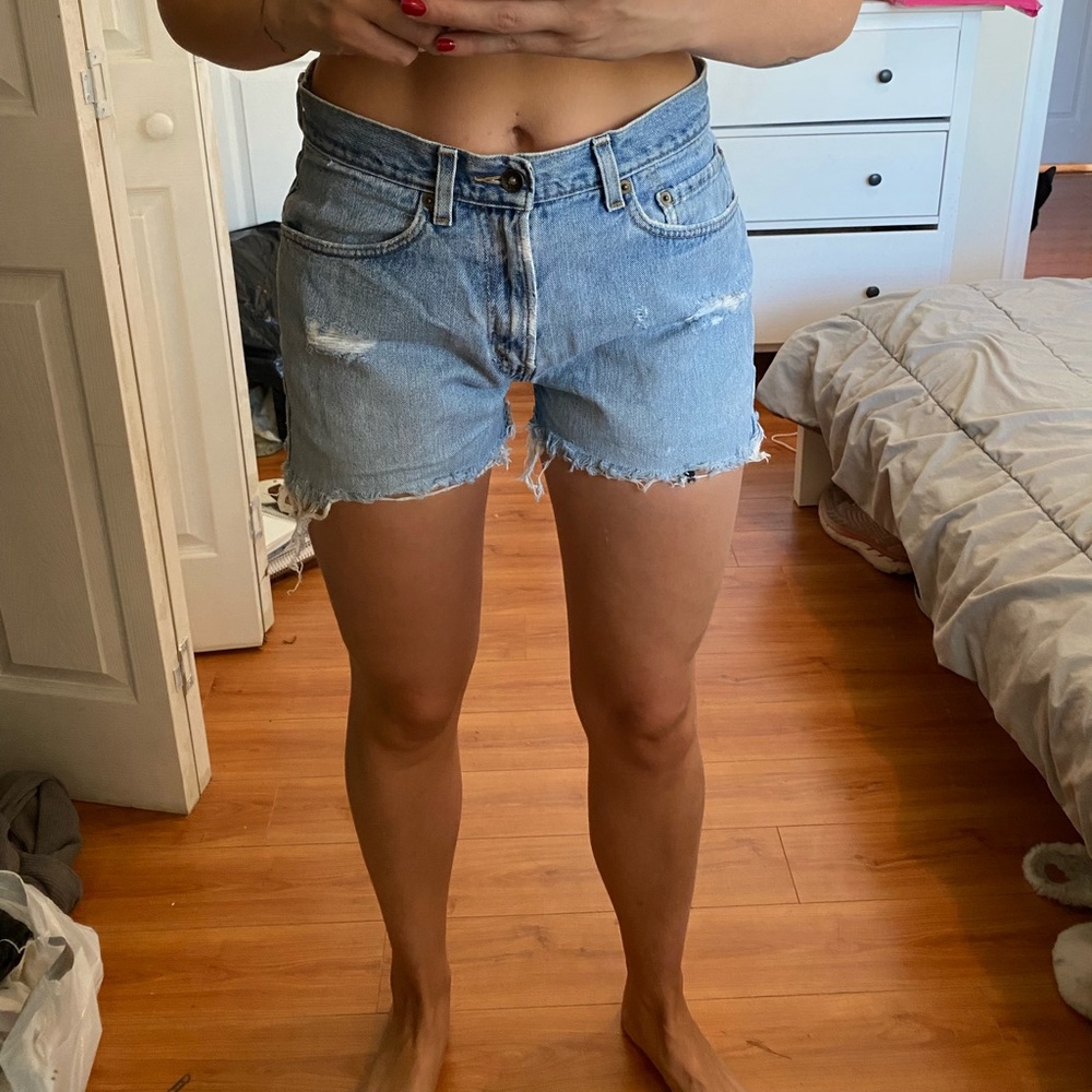 Vintage destroyed denim shorts